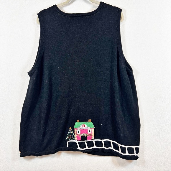 Vtg. Quacker Factory Christmas Cardigan Sweater 3X Knit 3D Embroidered Bauble - Picture 6 of 12